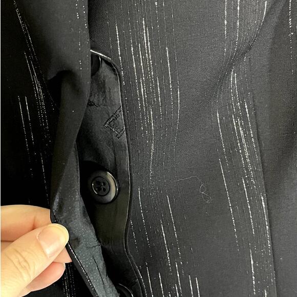 Vintage Escada Long Black Blazer Striped with Silver Size 38 (Small) - Picture 8 of 13